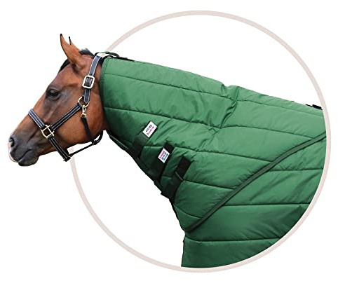 Schneiders Dura-Nylon Original Neck Cover Stable Blankets for Horses | 420 Denier Nylon Blanket for Horses | Comfortable & Durable | Medium Weight Winter Horse Blanket | Color Green | Size X-Large