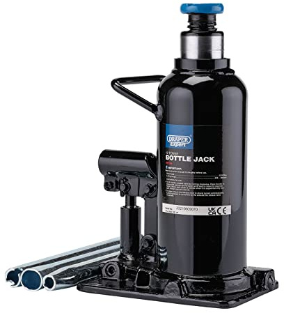 Draper 99769 Hydraulic Bottle Jack, 12 Tonne, Black, Heavy Duty Commercial and Industial Lifting Tool
