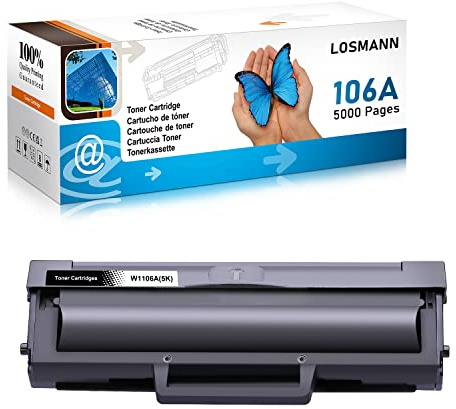 LOSMANN 106A XXL Tonerkartuschen (5,000 Seiten) Kompatibel für HP 106A W1106A für HP Laser 107a 107r 107w MFP 135a 135r 135w 135wg MFP 137fnw mit Chip (5-fache Füllmenge, 1 Schwarz)