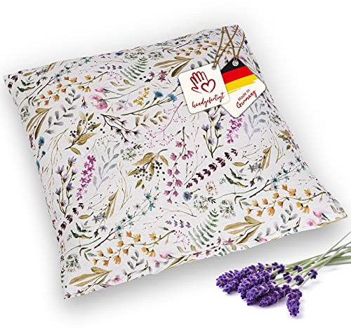 Navango® Lavendelkissen - Natur | Dekokissen mit Füllung aus Lavendelblüten | Zierkissen Schlafkissen | Handgefertigt in Deutschland | ca. 30 x 30 cm | 100% Baumwolle | Duftkissen Lavendel