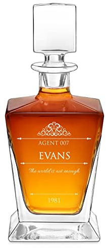 Maverton Personalised Whiskey Decanter for man - Elegant Geometric Carafe for him - Geometric Model - Engraved Glassware for dad - Barware for Birthday - for Connoisseur - Agent -