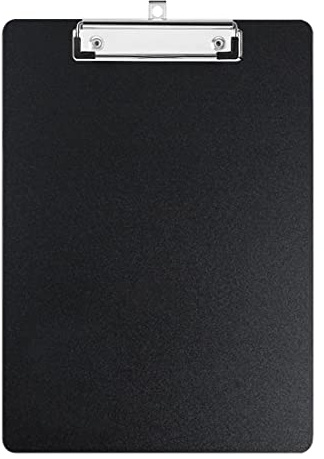 A4 Plastic Clipboard with Clip, Standard Letter Size A4 Plastic Clipboard, with Retractable Hooks, for Nursing Students, Office Workers (12.4 x 8.9 inches) - Black