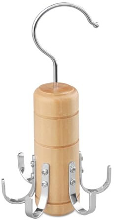 LMSAWK Appendiabiti in legno per cintura, 6 ganci, per sciarpe, cravatte, accessori per armadio, girevole a 360 gradi (colore legno)