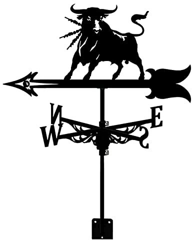 Paleta de hierro forjado para jardín, patio al aire libre, veleta de toros, indicador decorativo de dirección del viento, paleta de viento de metal de acero inoxidable para exteriores, tejado de