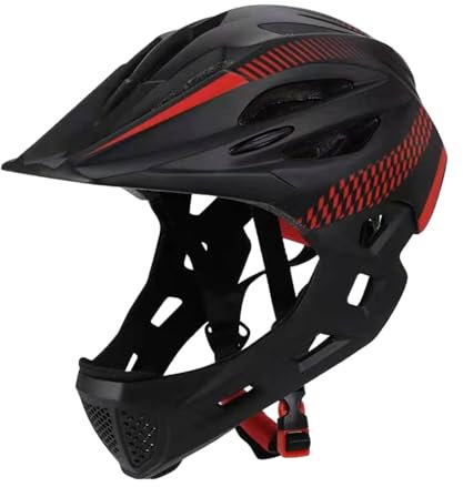 LOVIVER Bike Helmet for Kids Bicycle Helmet Portable Trendy Full Face Helmet Cycling Helmet for Roller Skating Biking Outdoor Sports, black red