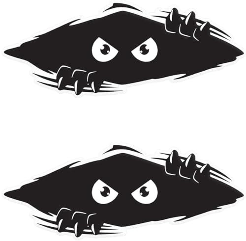 XENQITO 2 Stück Lustige Monster Aufkleber,Autoaufkleber,Lustig Schwarze Wasserdicht 3D Aufkleber,Monster Sticker,Wasserdicht Autoaufkleber, Graffiti Sticker, für Auto Autofenster Stoßstange Motorrad