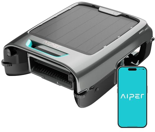 AIPER EcoSurfer S2 Solar Pool Skimmer Robot 24/7 Continuous Cleaning, Gray | App Support, Dual Charging Modes, Smart Obstacle Avoidance, 150-um Filtration, OTA Upgrade, Leak-Proof Baffle, Edge Cleaning