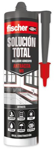 fischer - Solución Total Antracita 290ml | Sellado de Juntas y Adhesión Versátil | Uso Interior y Exterior | Resistente a la Intemperie y Pintable | Fácil Aplicación con Pistola de Silicona