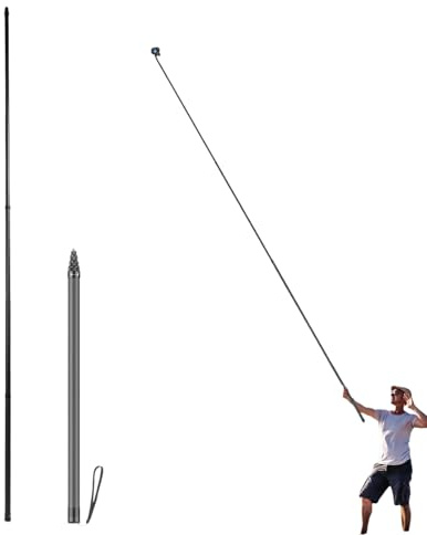 5m 16.4ft Selfie Stick, 9 Sektion Förlängd Kolfiberförlängningsstång för 360 X4 X3 X2 Actionkameror, med 1/4 Tum Skruvhål