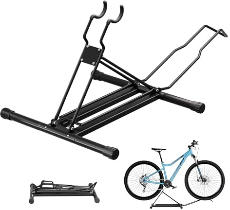 Urban Deco Fahrradständer Boden – Höhenverstellbarer Fahrrad Montageständer & Fahrradhalter | Faltbar & Abnehmbar | Für Mountain Bike, E-Bike, Rennrad, MTB | Schwarz