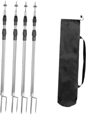 NJIEzhao Poteaux de Tente Lot de 4 piquets de Camping télescopiques Portables for randonnée et Camping(3.0m)