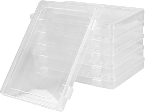 SYUTBOU 6 stycken 24 x 17 x 3 cm transparent indexkortslåda A5, förvaringslåda med lock, indexlåda A5 för kontor, brev och papper