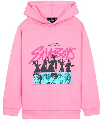 KPop Demon Hunters Ufficiale Saja Boys Felpa con Cappuccio Bambina e Adolescenti, Morbido Felpe Invernali, Regalo Ragazza (9-10 Anni, Rosa Saja Boys)