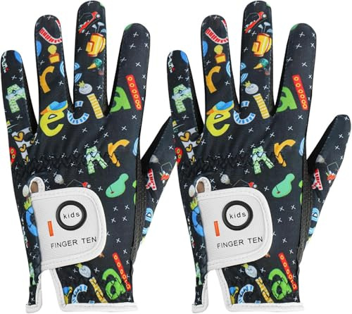 XJBTBA Guantes de Golf para jóvenes para Todo Tipo de Clima, Suaves para Mano Izquierda Derecha, Agarre de Lluvia, Valor Transpirable, Paquete de 2, Guantes de Golf para niñas y niños, Resistentes al