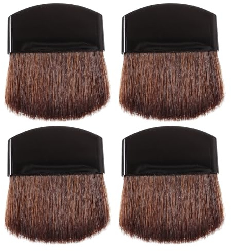 NOLITOY Brochas para Polvos Sueltos y Rubor, Pack de 4 Pinceles Pequeños Mango Negro y Cerdas Marrones, Diseñadas para Aplicación Precisa en Rostro Femenino
