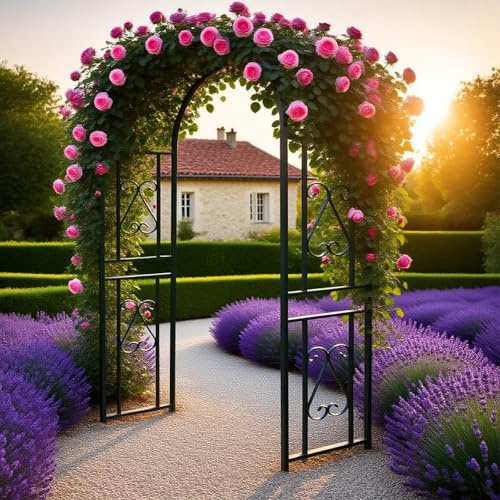 Rytgdxss Arco per Rose Rampicanti,Arco da Giardino,Arco per Rampicanti,Per Matrimonio,Struttura In Ferro,Montaggio Facile(L140xW40xH230cm)