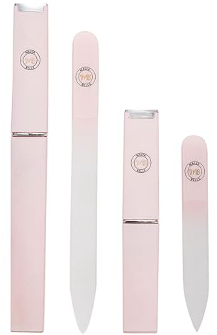 Malva Belle Crystal Glass Nail File Set for Women - 2 Pack Gift Set with Travel Cases - Best Reusable Files for Natural Nails & Gel - Professional Czech Glass - Great Gift for Women - Pink (3mm)
