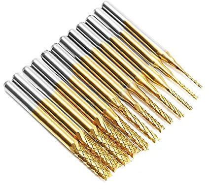 AFUNTA 12 puntas de titanio para nariz de 0,8-3,17 mm con forma de fresas rotatorias, juego de herramientas, acabado de carburo, molde PCB, fibra de carbono, madera dura, vástago de 0,63 cm
