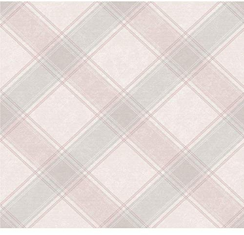 Holden Aidan Check Pink & Grey Tartan Country Cottage Wallpaper 90742