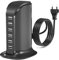 WUKUR 50W Caricatore USB Multiplo,Stazione di Ricarica 6 Porte USB da Tavolo Caricabatterie da muro per cellulari per iPhone/iPad/Samsung/Huawei/HTC/LG/Nexus/Nokia/Motorola