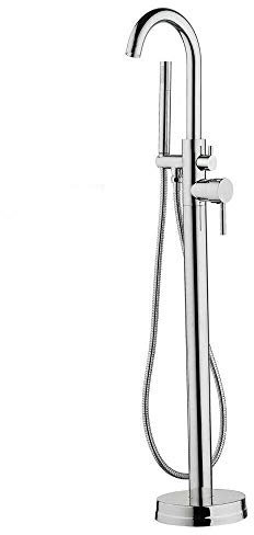 Grifo de baño independiente grifo monomando monomando independiente bañera de pie grifos montaje en suelo grifo de baño con ducha de mano cromo, hotel hogar baño bañera