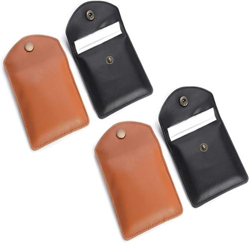 BMTick 4 Pack Brown & Black Leather Ashtray Pocket Pouch - Compact Odour Free and Fire Resistant Portable and Discrete Ashtray - Home Decor & Accents