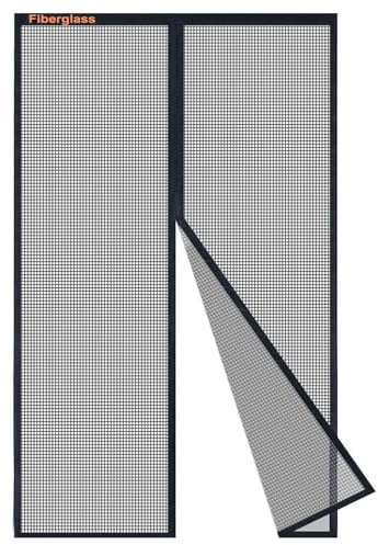 Risareyi Fiberglas Fliegengitter Balkontür 150x220cm, Schwarz Moskitonetz Tür Verstärkt Fliegengitter Tür Magnet Insektenschutz Balkontür Ohne Bohren für Haustür Terrassentür