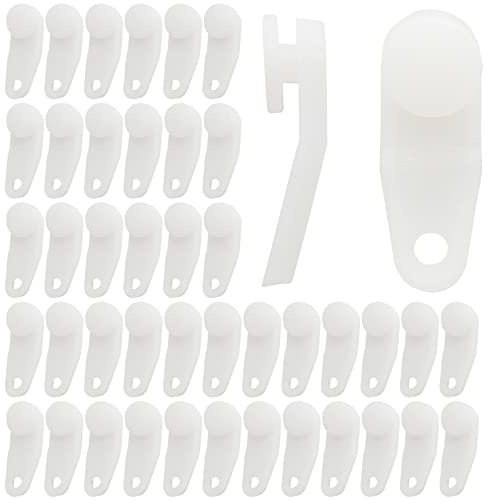 Litoexpe Barra transversal de repuesto para cortina, 50 piezas de plástico blanco, ganchos deslizadores para cortina de ducha, accesorios para cortina de ducha