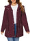 PONCEAU Veste de pluie imperméable pour femme - Avec capuche - Coupe-vent - Léger - Respirant - Pour les voyages, rouge bordeaux, M