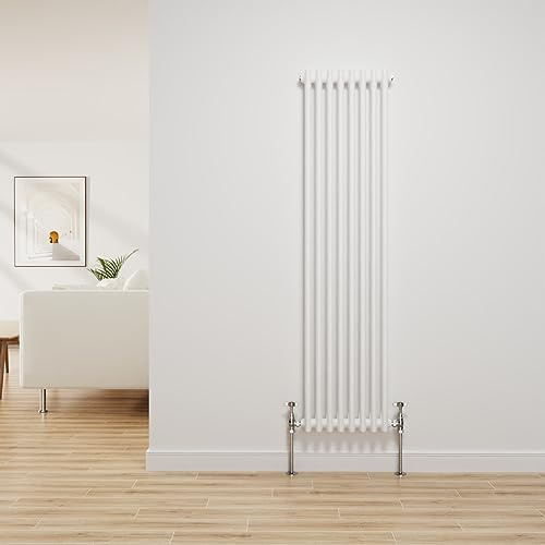 NRG Radiatore tradizionale bianco lucido in ghisa 2 colonne verticale riscaldamento centralizzato radiatore bagno 1500x380mm