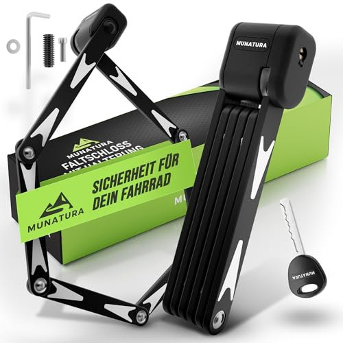 MUNATURA Faltschloss mit Halterung [95cm] – Robustes Faltschloss Fahrrad für extra hohen Diebstahlschutz - Für alle Fahrräder, E-Bikes, etc. geeignet