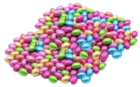 Solid Milk Chocolate Individually Wrapped Foil Easter Eggs in Theme Hunt Box 1Kg (Approx 200 Eggs)- Easter Egg Hunts & Gifts- Bulk Easter Egg 2025 For Schools & Parties