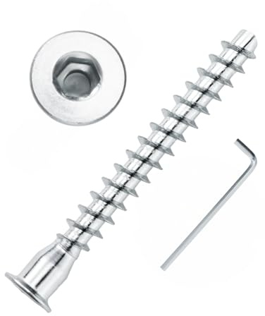 Confirmat Screws, M5 x 50mm 50 PCs, Hex Socket Drive Countersunk Furniture Connecting Self-Tapping Screw Set Carbon Steel Zinc Plated