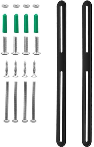 2 Stück Flachverbinder für Zaun Briefkasten, Schwarz Edelstahl Verstellbare Flachverbinder, Zaunbefestigungssatz, Eisen Lochplatten Ausbesserungsplatte für Reparatur Befestigung Holz Möbel (280*24mm)