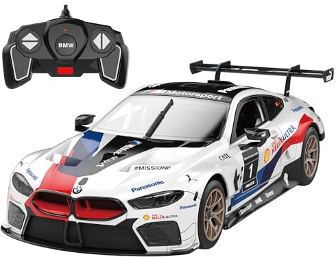 Turbo Challenge - BMW M8 GTE - RC Prestige - 095621 - Voiture Télécommandée - Blanc - 1/18 - Plastique - Jouet Enfant - Cadeaux - Anniversaire - Licence Officielle - À Partir de 8 Ans