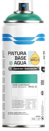 H HANSEL HOME Pintura Spray Base Agua 400ml - Para Muebles, Metal, Plástico y Madera - Ecológica y Sin Olor, Colores Duraderos - Verde Quirúrgico, 1 unidad