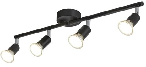 Glitzerlife LED-taklampor svart 4 låga - takspotlight GU10 Taklampor vintagekökslampa industriell spotlight vridbar 350°väggspotlight för kök korridor vardagsrum sovrum (Utan ljuskälla)