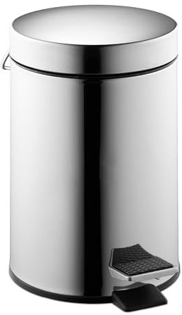 Relaxdays Kosmetikeimer, 3 Liter, glänzender Edelstahl, entnehmbarer Inneneimer, Badezimmer Mülleimer mit Deckel, silber