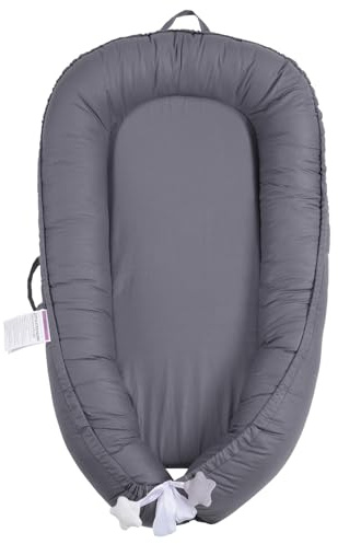 Fugualin Infant Lounger, Baby Nest Cover for Baby Girls & Boys, Newborn Essentials for Baby 0-12 Months, 100% Cotton Breathable, Co Sleeper for Baby in Bed (Grey)