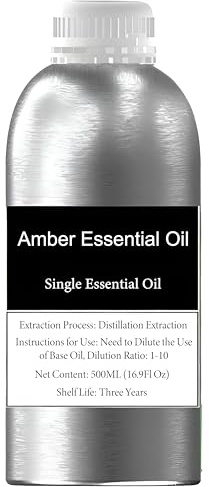CHDGSJ Olio Essenziale di Ambra Puro al 100% per aromaterapia, diffusore, Cura della Pelle, Produzione di Sapone per Candele, Olio aromatico di Ambra Biologico, Olio profumato Naturale(500ml)