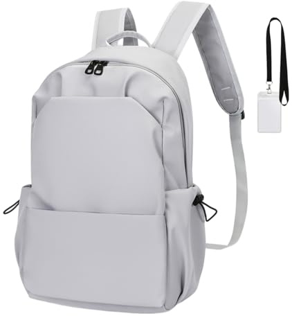 FSRONGXI Zaini da donna, casual, leggeri, per la scuola, per adolescenti, ragazze, ragazzi, 15,6 pollici, zaino per computer portatile, zaino per viaggi, università, lavoro, Grigio, L, Casual