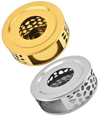 Luxshiny Calentador de Tetera Inoxidable 2 Pcs Base Hueca Calentador de Multifuncional Diseño Elegante para Hogar y Oficina Accesorios para