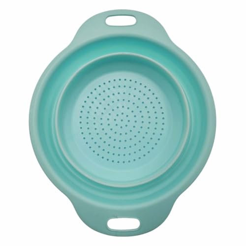 Collapsible Colander – Pastel Assorted Colours – Space-Saving Folding Strainer for Kitchen, Camping & Caravanning – 23.5cm Diameter – PP & TPR (Green)