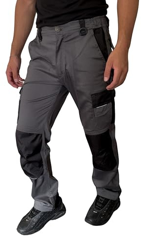 STRIKER - Pantalon de Travail Multi-Poches Gris Homme | Gamme Expert | Tailles S à 2XL (FR/ES, Alpha/Lettres, S, Taille Normale, Taille Normale, Gris)