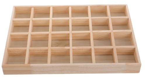 HORIALENCE Plateau à Bijoux en Bois Massif Organisateur de Rangement avec 24 Compartiments pour Bracelets Bagues et Présentation d'Accessoires pour Maison et Salle de Bain