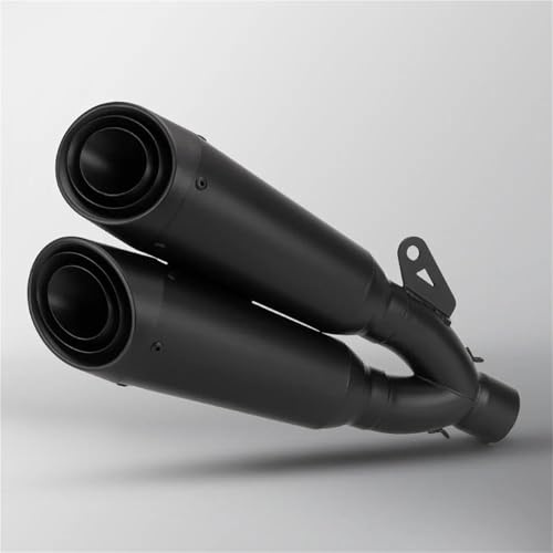 Silenziatore di scarico Tubo Di Scarico Universale Per Moto Da 51 Mm, Silenziatore A Doppio Foro, Sezione Finale In Acciaio Inossidabile(Black)