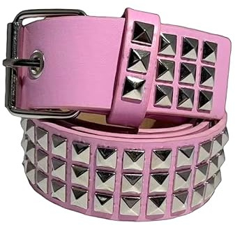 GIMIRO Cinturón punk para mujer, cinturón para vaqueros, cintura para abrigo, cinturón de remaches huecos, doble fila de agujeros de estrella, hebilla cuadrada estable con 2 pines