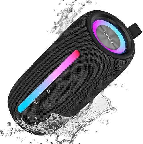 Altavoz Bluetooth Pequeño 5.4, Altavoz Portatil con RGB Luces, Altavoz Bluetooth Potente 24W, Bluetooth Speaker, Impermeable IPX6, 30H Reproducción, Compatible con TWS/USB/TF/AUX, para Exteriores