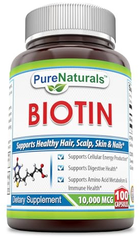 Pure Naturals Biotin 10,000 Mcg, 100 Capsules- Supports Healthy Skin & Hair – Promotes Overall Good Health