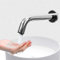 Grifo de agua con sensor de inducción por infrarrojos de pared, grifo comercial de acero inoxidable para lavabo frío y caliente